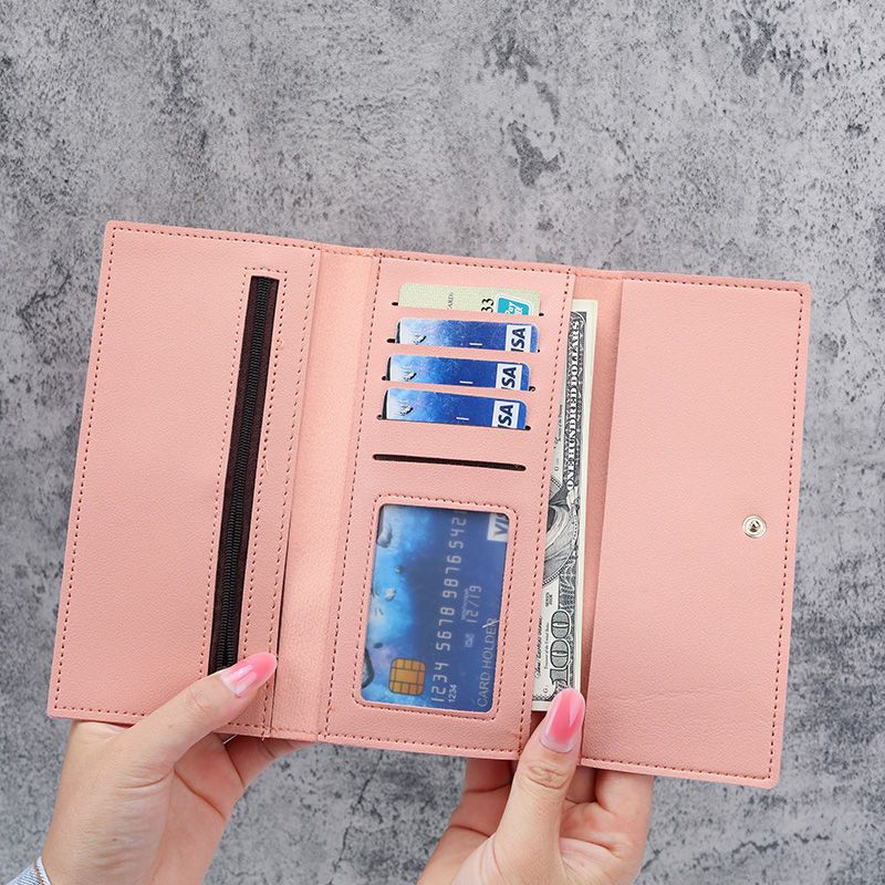 Multifunctional Solid Color PU Leather Wallet, RFID Blocking Design Portable Daily Storage Purse for Cards Cash Coin Business Use - Image 2