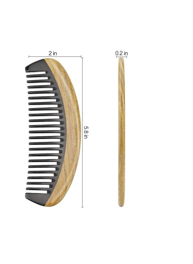 OneDor Buffalo Horn Handmade Sandalwood Hair Combs - Anti-Static Scented Natural Detangler Wooden Combs (Oval Wide Tooth) - Image 2
