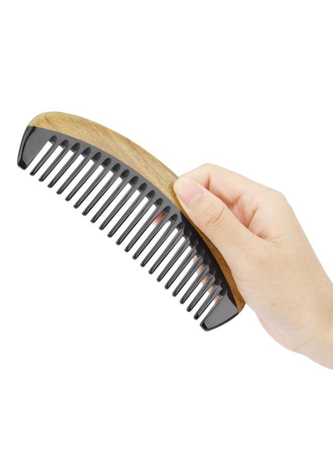 OneDor Buffalo Horn Handmade Sandalwood Hair Combs - Anti-Static Scented Natural Detangler Wooden Combs (Oval Wide Tooth) - Image 4