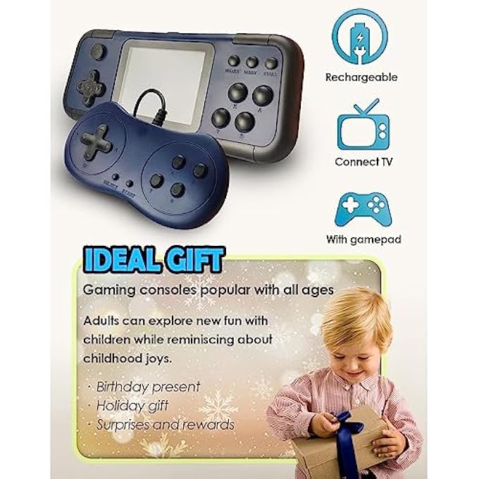 X8M 666 IN 1 GAME CONSOLE MINI HANDHELD GAME CONSOLES 3.0 INCH SCREEN DISPLAY VIDEO GAME MACHINE SUPPORT 2 PLAYER BLUE - Image 4