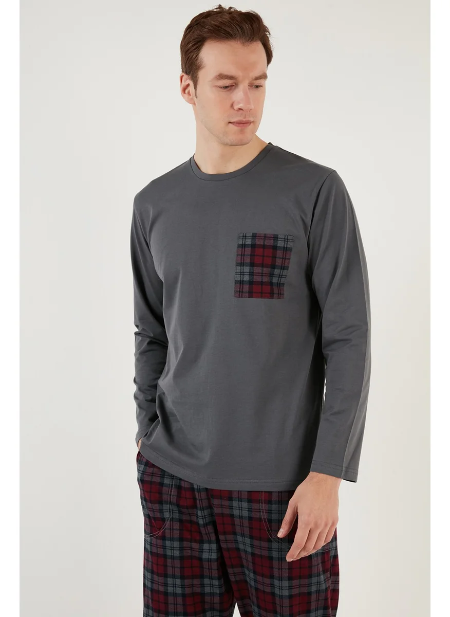 Buratti Plaid Pocket Elastic Waist 100% Cotton Regular Fit Pajama Set Men's Pajama Set 6572001