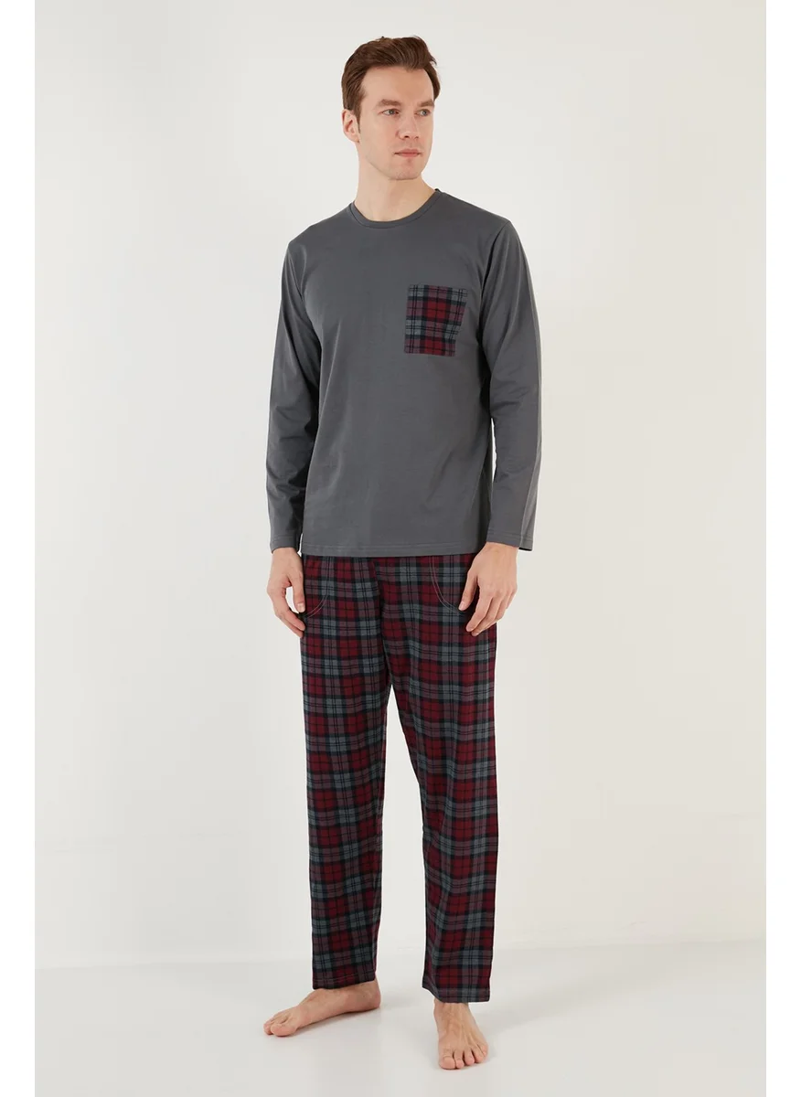 Buratti Plaid Pocket Elastic Waist 100% Cotton Regular Fit Pajama Set Men's Pajama Set 6572001