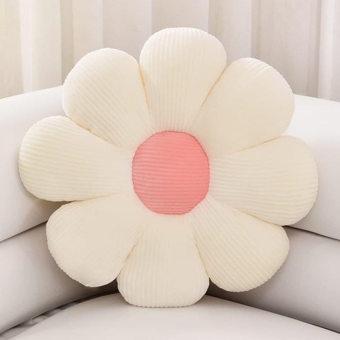 CUTE SUNFLOWER PILLOW CUSHION THROW PILLOW FIBRE FILLING PILLOWS FOR HEAD REST FOR HOME OFFICE SOFA DECORATIVE CUSHIONS FOR KIDS ROOM LIVING ROOM WHITEPINK 35 CM