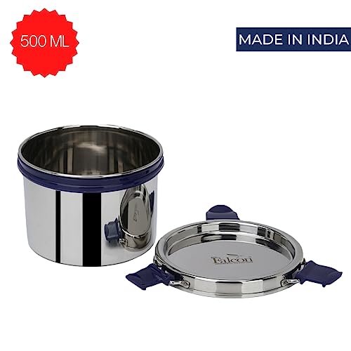 PDDFALCON EcoNxt Stainless Steel Lunch Box Set,With Airtight Lids,Easy to Clean,100% Leakproof With BIS Certified, Jindal Seal & Made In India Perfect for Office, School,Set of 1 - Blue (500ml) Tall - Image 4
