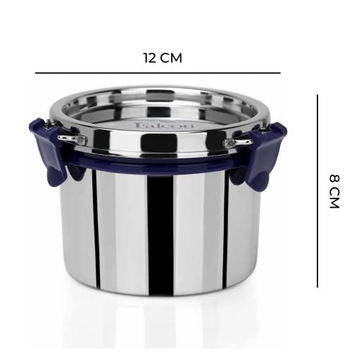 PDDFALCON EcoNxt Stainless Steel Lunch Box Set,With Airtight Lids,Easy to Clean,100% Leakproof With BIS Certified, Jindal Seal & Made In India Perfect for Office, School,Set of 1 - Blue (500ml) Tall - Image 3