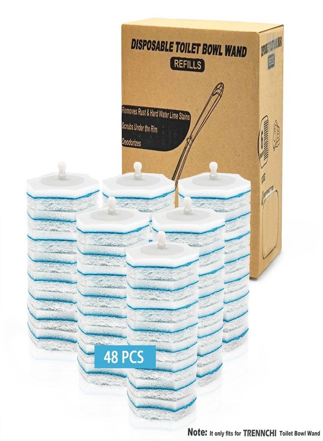 TRENNCHI Disposable Toilet Bowl Wand Brush Refills 48 Counts, Enhanced Bathroom Scrubber Replacement Pads - Image 5