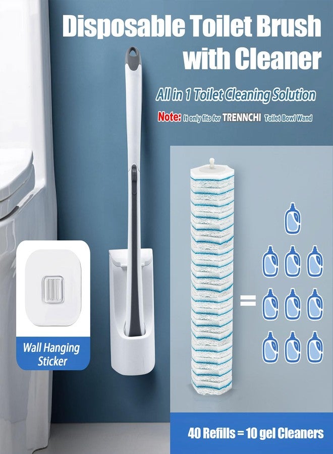 TRENNCHI Disposable Toilet Bowl Wand Brush Refills 48 Counts, Enhanced Bathroom Scrubber Replacement Pads - Image 4