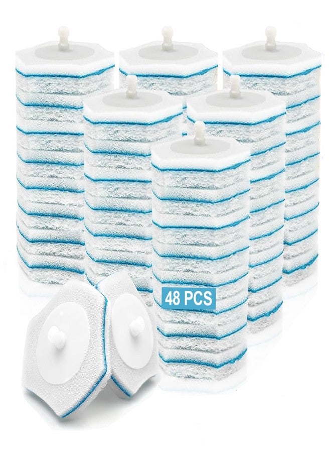 TRENNCHI Disposable Toilet Bowl Wand Brush Refills 48 Counts, Enhanced Bathroom Scrubber Replacement Pads - Image 1