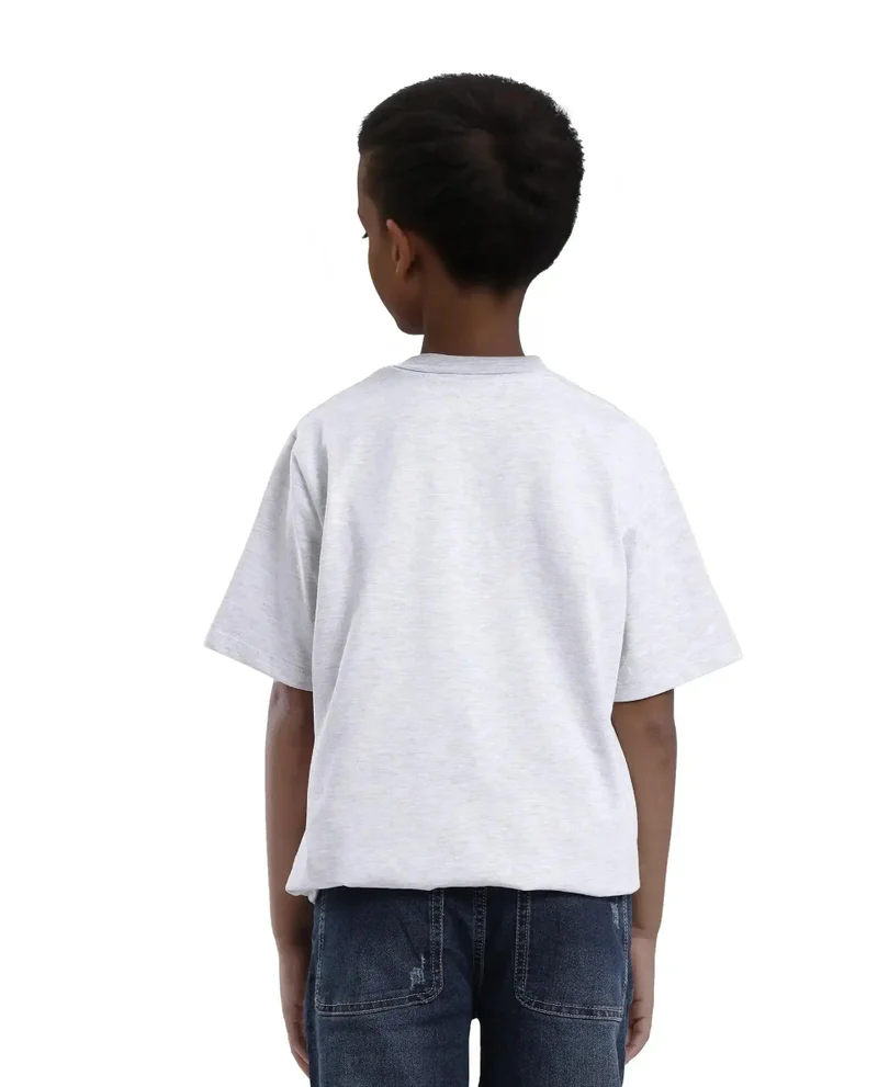 Rare Ones Rare Ones Kids Tebx Grey Cotton Blend Half Sleeve Printed Regular Fit T-Shirt