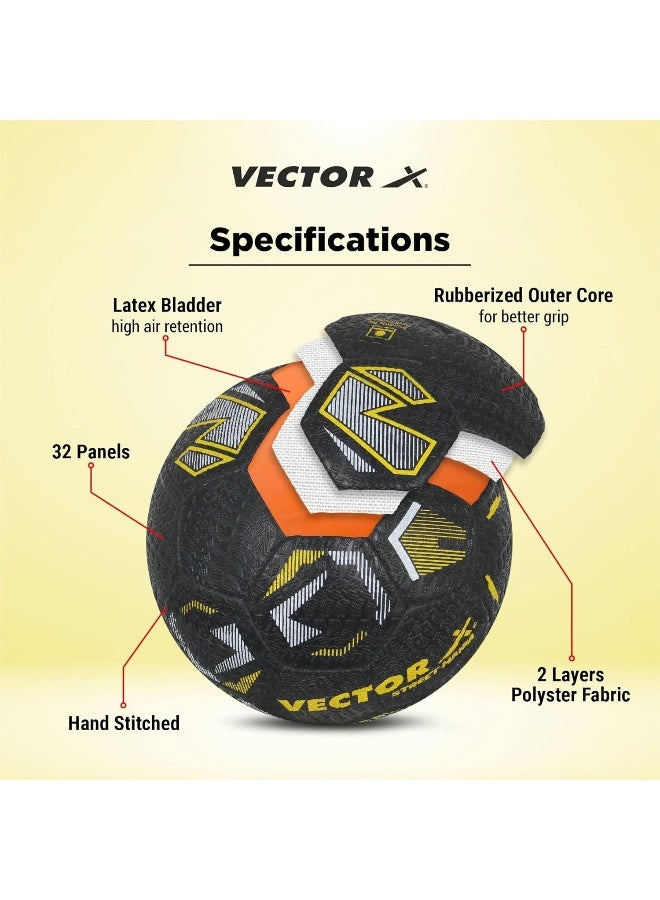 Vector X Street-Mania Football – Durable Outdoor Training Soccer Ball, Size 5, High Grip & Bounce for Youth & Adult Recreational Play, Black & Yellow - Image 4
