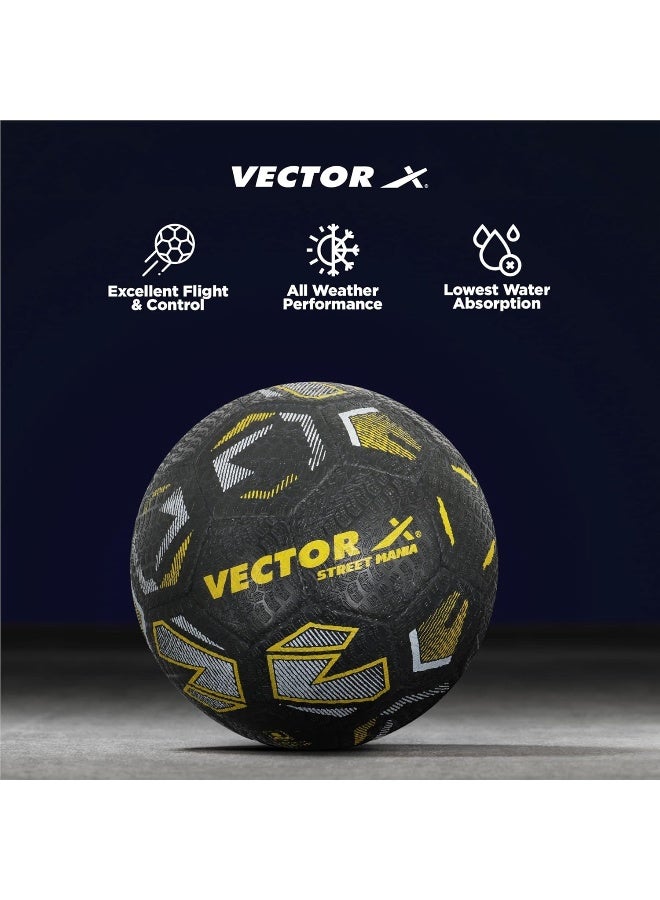 Vector X Street-Mania Football – Durable Outdoor Training Soccer Ball, Size 5, High Grip & Bounce for Youth & Adult Recreational Play, Black & Yellow - Image 2