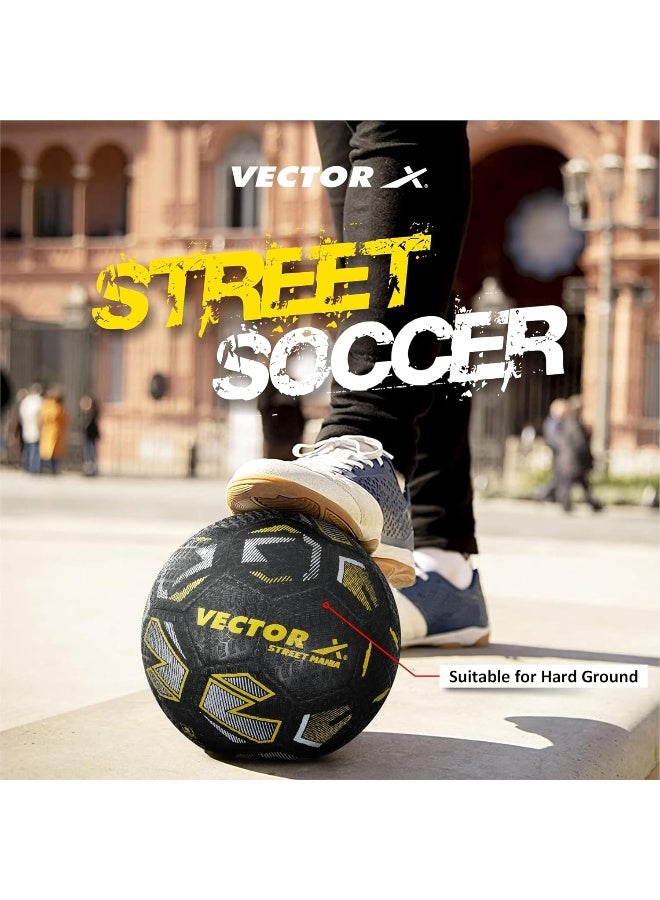 Vector X Street-Mania Football – Durable Outdoor Training Soccer Ball, Size 5, High Grip & Bounce for Youth & Adult Recreational Play, Black & Yellow - Image 5