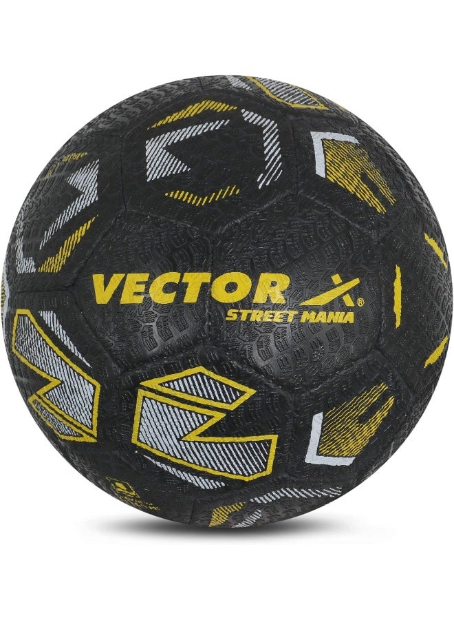 Vector X Street-Mania Football – Durable Outdoor Training Soccer Ball, Size 5, High Grip & Bounce for Youth & Adult Recreational Play, Black & Yellow - Image 1