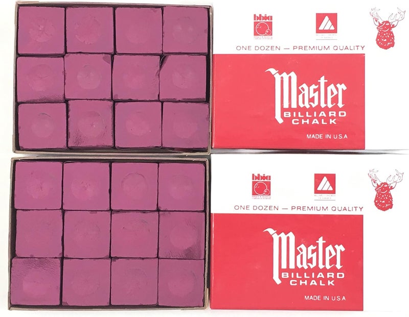 Made in the USA - 2 Boxes of Chalk - 24 Pieces for Pool Cues and Billiards Sticks Tips