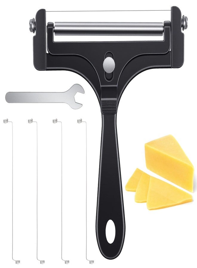 HaiFafafaing Wire Cheese Slicer Adjustable Handheld Cheese Cutter Stainless Steel Food Slicer for Block Cheeses with 4 Extra Wires and Wrench Handheld Butter Block Cutter for Mozzarella Cheddar Gruyere - Image 1
