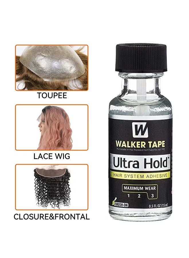 Walker Tape Thin Silicone Hair Replacement Adhesive, Long Lasting Fixation For Poly And Lace Wigs, 3-4 Weeks, Wigs, Wig Systems, Invisible, Waterproof Adhesive, 15ML Ultra Hold Hair System Adhesive - Image 3