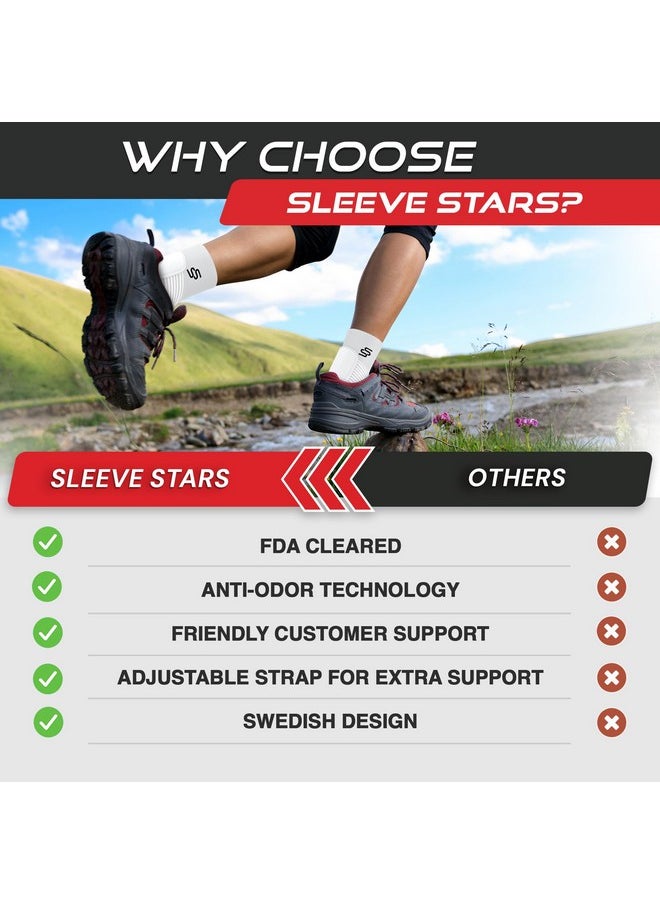 SS SLEEVE STARS Sleeve Stars Ankle Brace for Sprained Ankle, Plantar Fasciitis Relief Ankle Support for Women, Ankle Compression Sleeve w/ Strap (Pair/White)  - Image 4