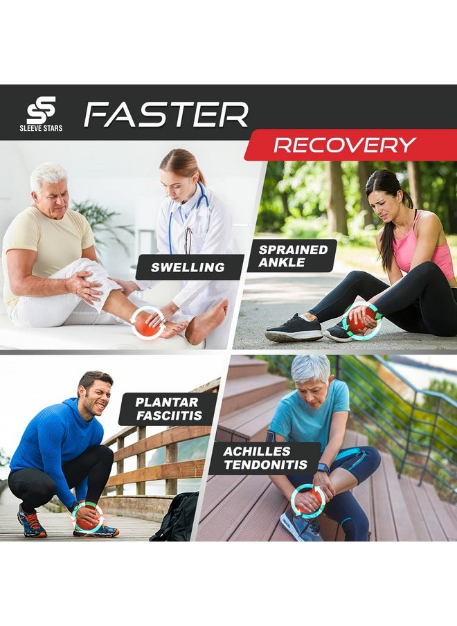 SS SLEEVE STARS Sleeve Stars Ankle Brace for Sprained Ankle, Plantar Fasciitis Relief Ankle Support for Women, Ankle Compression Sleeve w/ Strap (Pair/White)  - Image 2