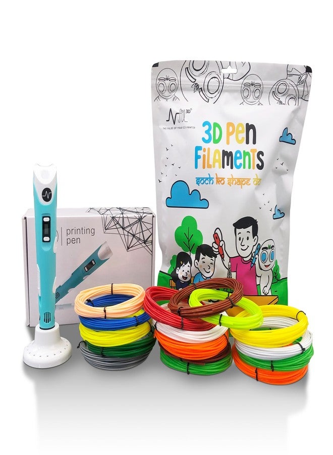 NFIL3D Pen Kit for Kids | 3D Pen Starter Kit – Includes 9Pcs Multicolor Filament 5Meter Each [Total 45 Meter] & 1Pc USB Cable,1Pc Stand &1Pc 3D Pen Birthday Party Gifts for Kids (Blue) - Image 1