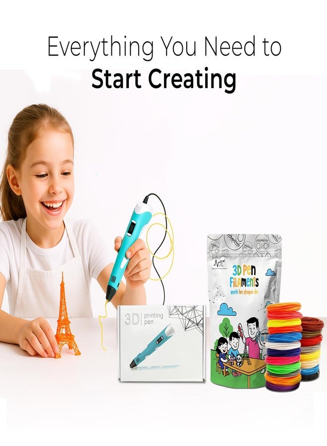 NFIL3D Pen Kit for Kids | 3D Pen Starter Kit – Includes 9Pcs Multicolor Filament 5Meter Each [Total 45 Meter] & 1Pc USB Cable,1Pc Stand &1Pc 3D Pen Birthday Party Gifts for Kids (Blue) - Image 4