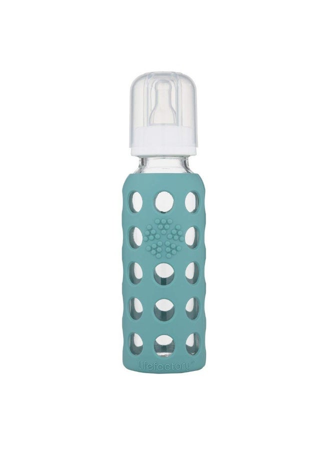 Lifefactory 9oz Glass Baby Bottle 2pk Bundle with 2 Stage 3 Nipples (Kale/Mango) - Image 1