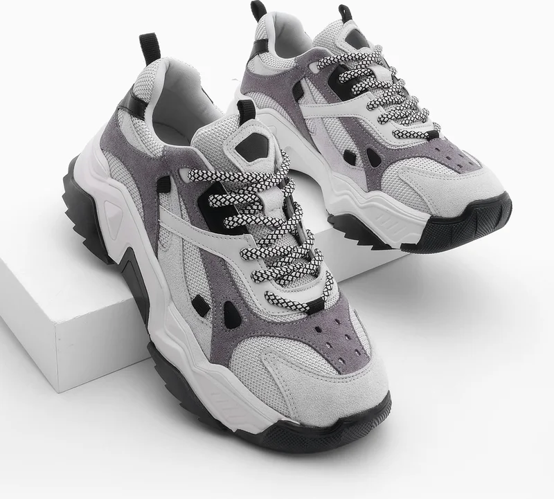 MARJIN Women's High Sole Sneaker Lace-Up Sports Shoes Edisa