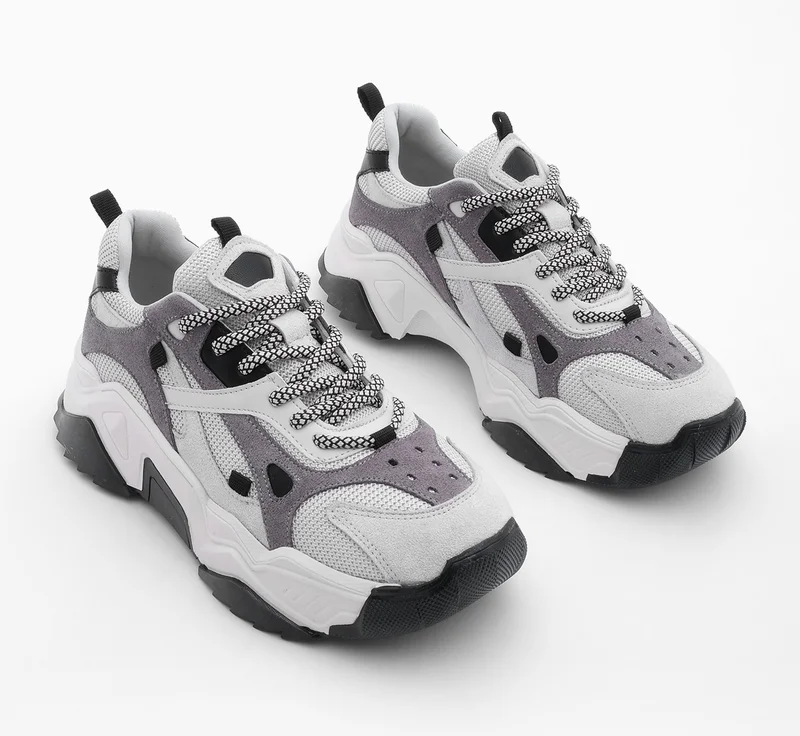 MARJIN Women's High Sole Sneaker Lace-Up Sports Shoes Edisa