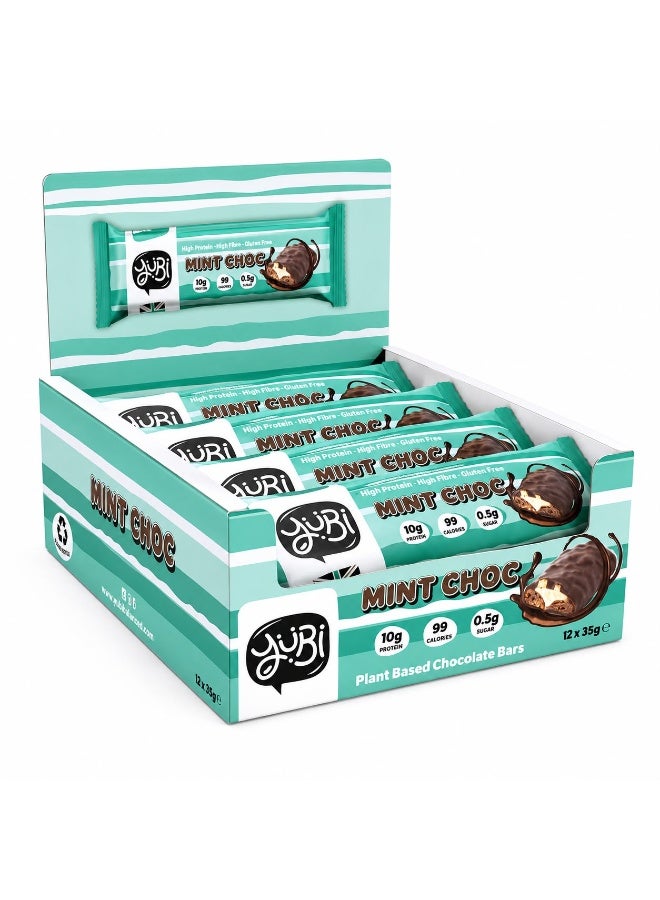 YuBi Bar YUBI VEGAN Protein Bars - Mint Choc - 99 Calories High in Protein and Fiber Low in Sugar, Gluten and Dairy Free. Pack of 12 - Image 1