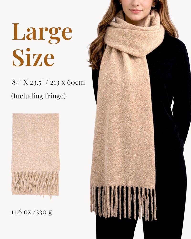 Achillea Warm Cashmere-Feel Winter Scarf â€“ Thick Shawl Wrap for Cold Weather, Blanket Scarf for Everyday Wear (Beige) - Image 5