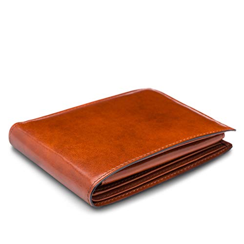Bosca Men's Leather Wallet with Removable ID Passcase - Bifold Wallet for Men With 8 Card Slots, Premium Hand-Stained Leather With Gift Packaging, Amber Brown - Image 3