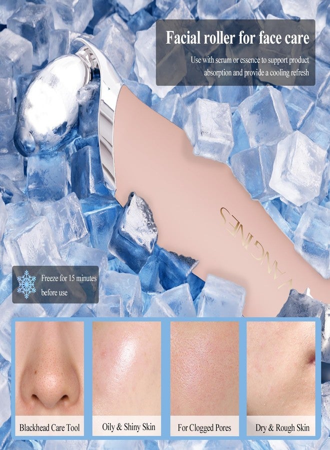 Vangines 2-in-1 Blackhead Scraper & Ice Roller, Face Spatula Tool for Blackhead Removal and Pore Cleaning, Cooling Roller for Men & Women (Dusty Rose) - Image 4
