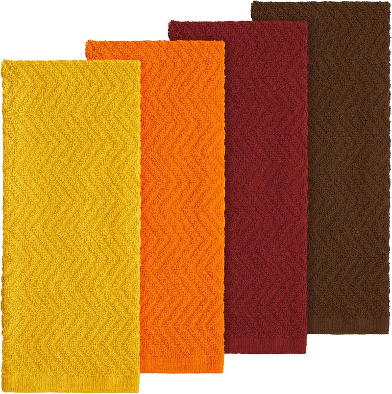 DecorRack 100% Cotton Kitchen Towels, 15" x 25" Absorbent Dish Towels [Premium Quality 400 GSM] Fall Set (Pack of 4) - Image 2