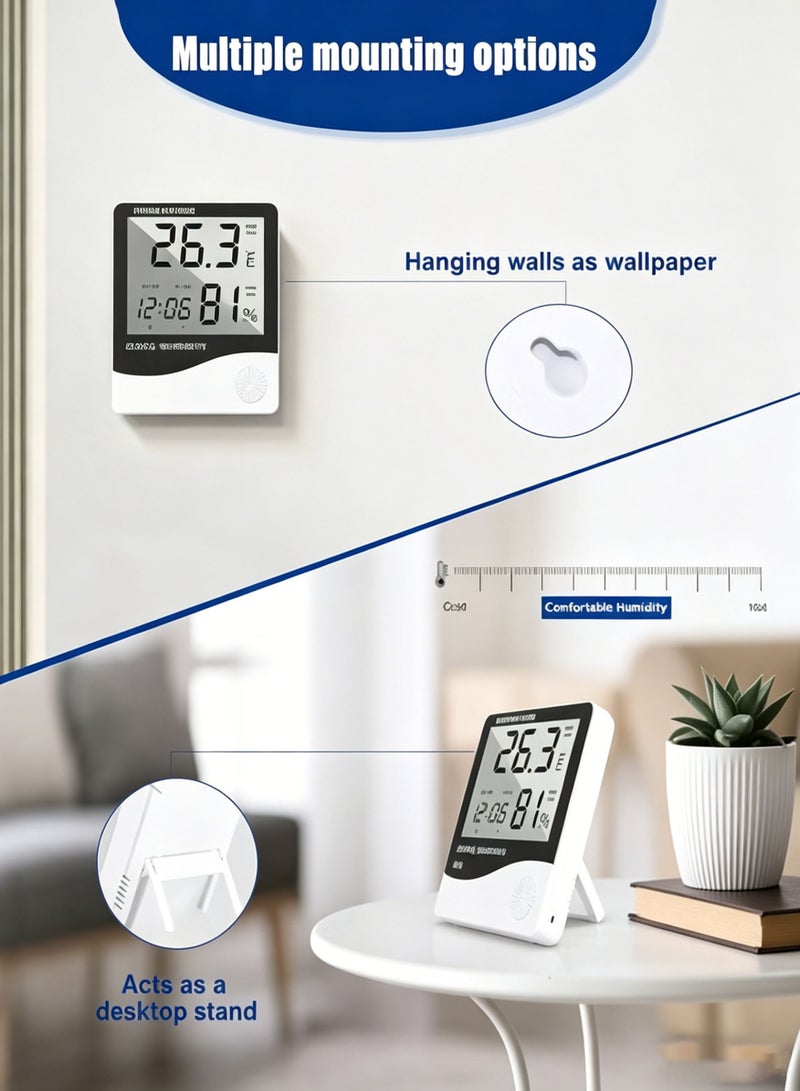 Digital Humidity Meter Indoor Outdoor Temperature Thermometer Humidity Monitor with LCD Alarm Clock for Home House Greenhouse Daily Use - Image 5