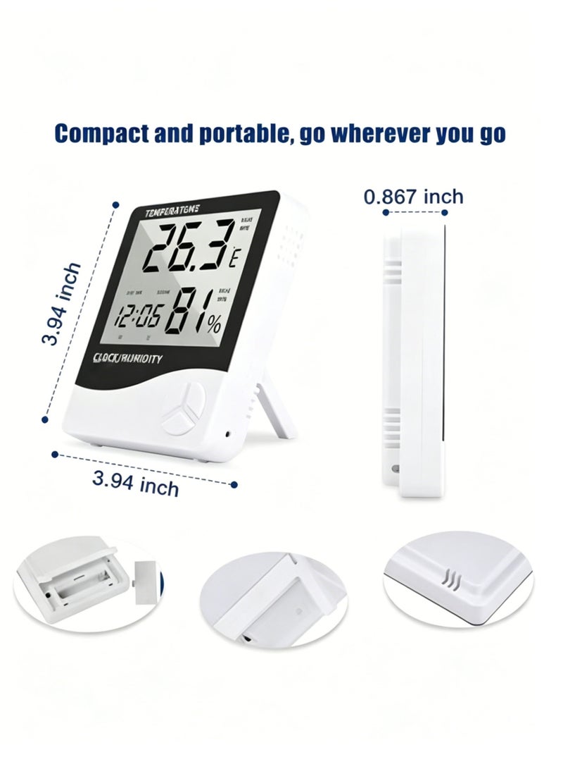 Digital Humidity Meter Indoor Outdoor Temperature Thermometer Humidity Monitor with LCD Alarm Clock for Home House Greenhouse Daily Use - Image 2