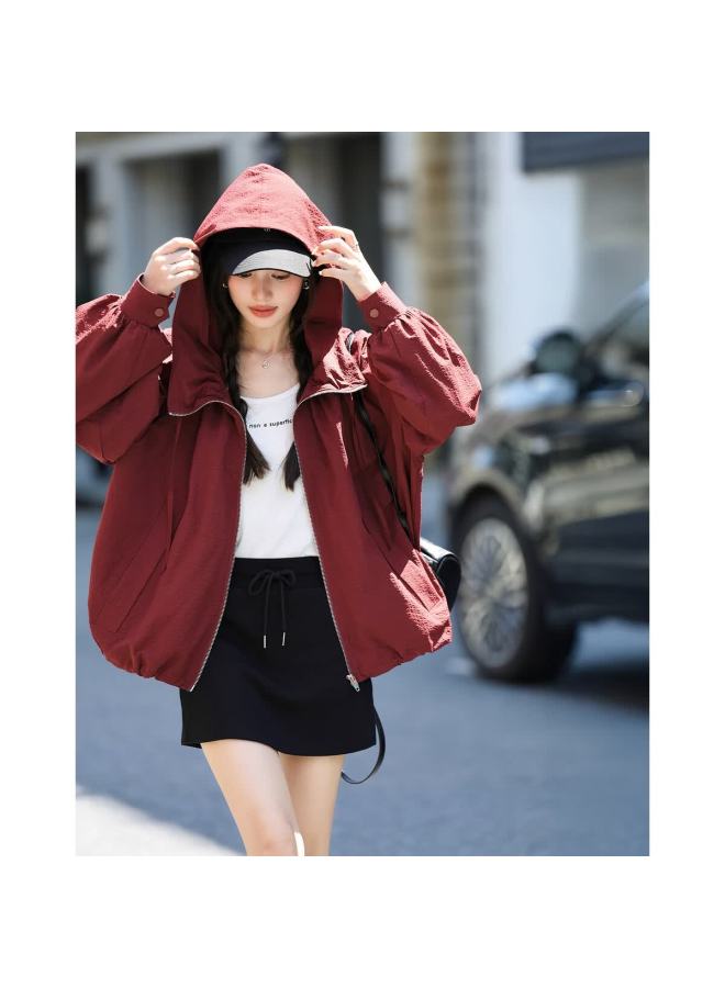 Mt Lightweight Outdoor Autumn Sports Casual Hooded Puff Sleeve Zipper Loose Short Women's Jacket - Image 5