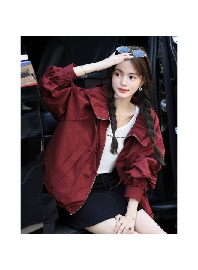 Mt Lightweight Outdoor Autumn Sports Casual Hooded Puff Sleeve Zipper Loose Short Women's Jacket - Image 1