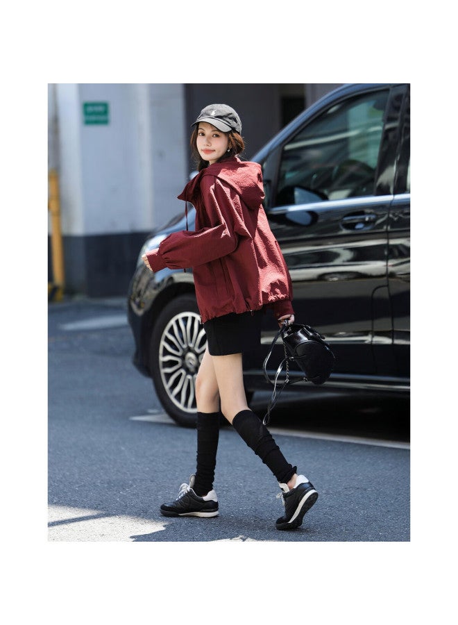 Mt Lightweight Outdoor Autumn Sports Casual Hooded Puff Sleeve Zipper Loose Short Women's Jacket - Image 4