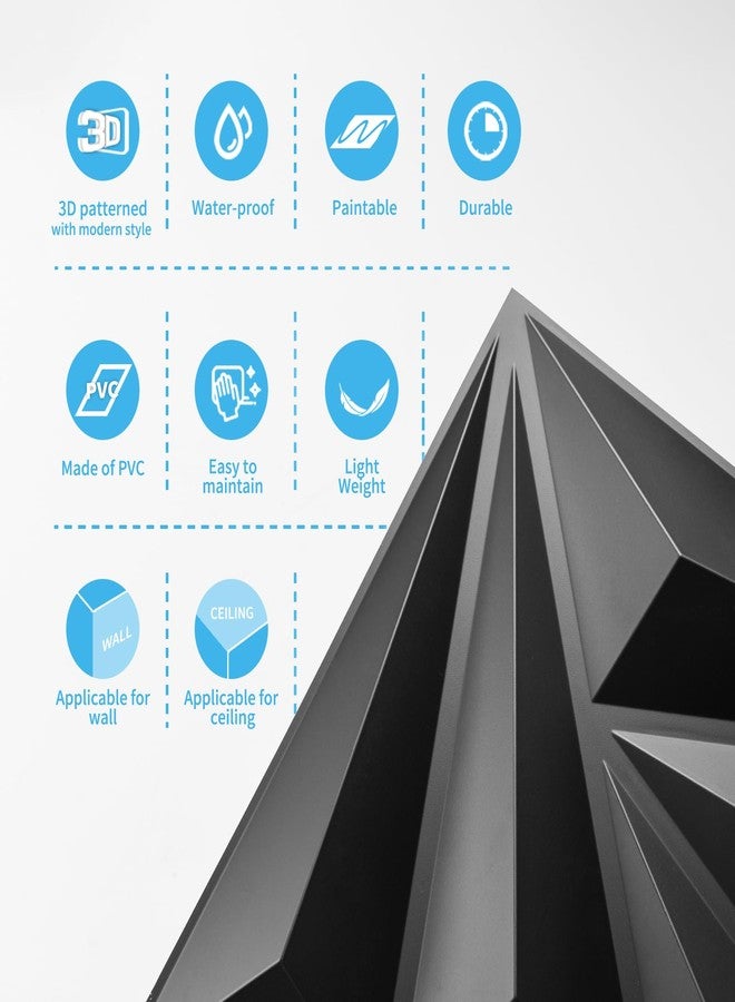 Art3d 20 Pack Decorative 3D Wall Panels 11.8 x 11.8 Inch Covering 19 Sq.ft - Glue Up PVC Wall Panels for Interior Décor, Living Room, Office and Home, Black - Image 5