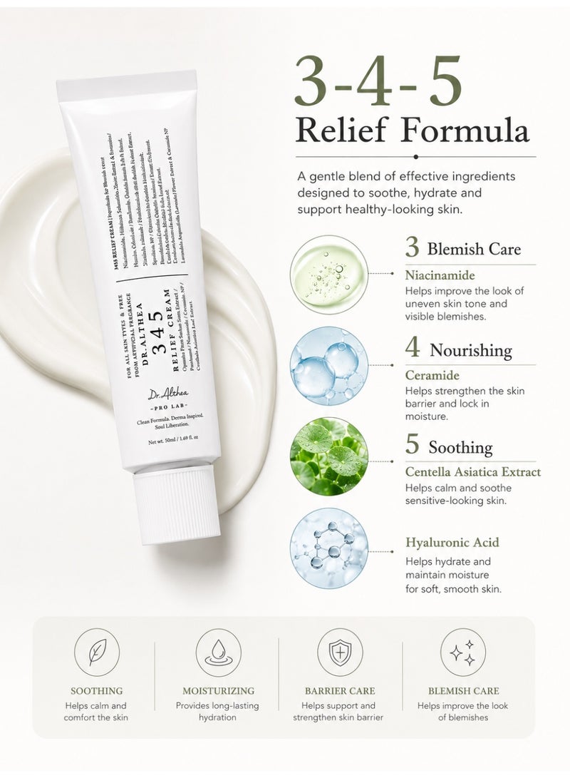 DrAlthea Dr. Althea 345 Relief Cream Daily Healing Ointment for Skin Barrier Care & Hydration, Korean Soothing Moisturizer 50ml - Image 2
