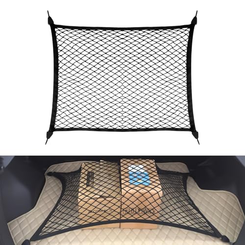 JYIS Elastic Cargo Net for SUV Trucks Ceiling Cargo Net Adjustable Trunk Mesh Net Organizer 32 X 24 Stretch to 63X43 with Hooks Universal Car Rear Trunk Bed Netting Storage AccessoriesBlack - Image 1