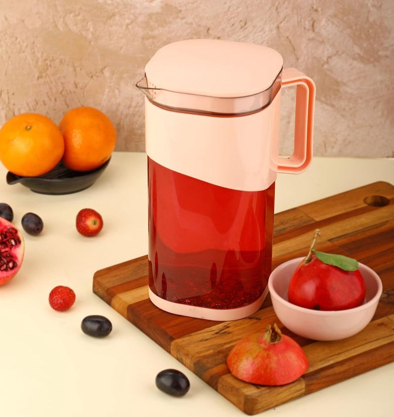 JUICIQ Plastic Water Pitcher with Lid BPAFree Stylish Durable Jug for Juice Iced Tea Beverages 2L Pack of 2 - Image 4