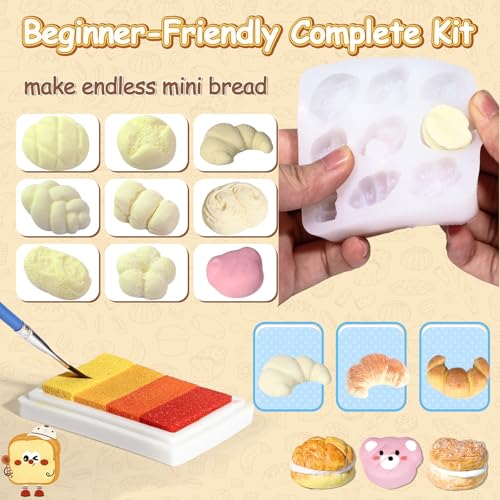 Crelloci Mini Bake Shop DIY Craft Kit Resin Clay Caf Play Set with Counter Display Rack Paints Cream Glue Molds Realistic Pretend Bread Cakes Drinks Creative Mini Food Toy for Kids 6 - Image 5