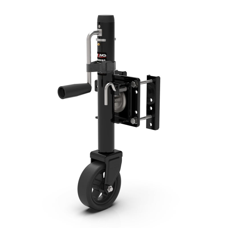 TOWKING Upgraded Spoke Wheel Trailer Jack 10 Vertical Movement 1500 lbs for RV Boat Trailer and More Black