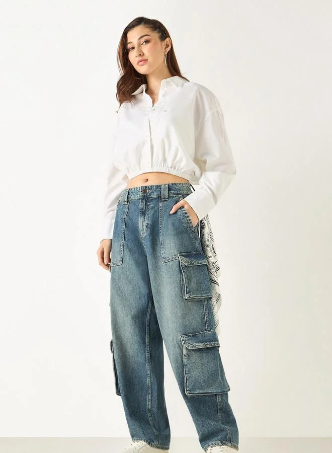 لي كوبر قميص أكسفورد قصير سادة بقصّة عادية وحواف مطاطية من لي كوبر