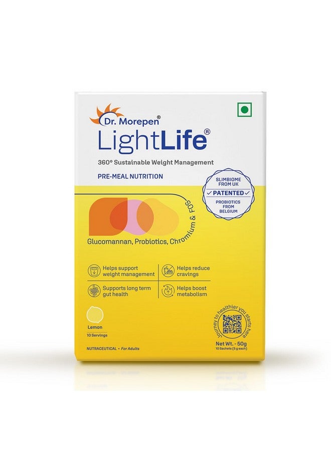 Dr. Morepen LightLife Pre-Meal Nutrition Mix by Dr.Morepen | Zesty Lemon Flavor | Supports Appetite and Cravings Control | Ideal for Men & Women | 10 Sachets | 50g - Image 1