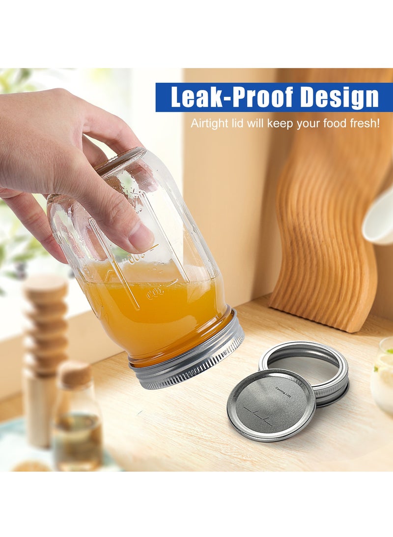 Mason 6 Piece Spice Jar Set, BPA-Free Storage Glass Jar With Silver Airtight Lid, 473ml Big Containers For Organizing Spice、Food、Tea、Coffee - Image 3