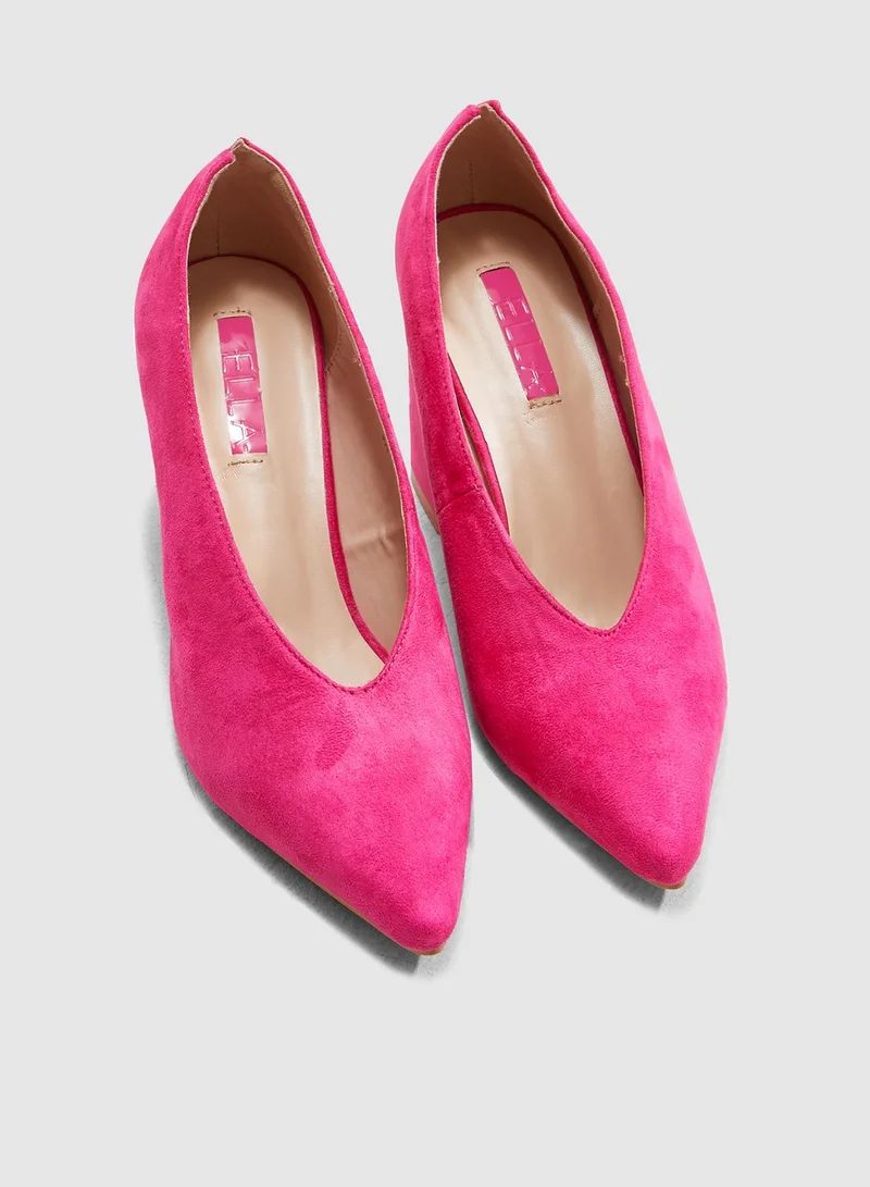 ELLA Vamp Block Heel Court Shoe
