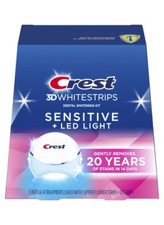 Crest 3DWhitestrips Sensitive + LED Light At-Home Teeth Whitening Kit  - Image 1
