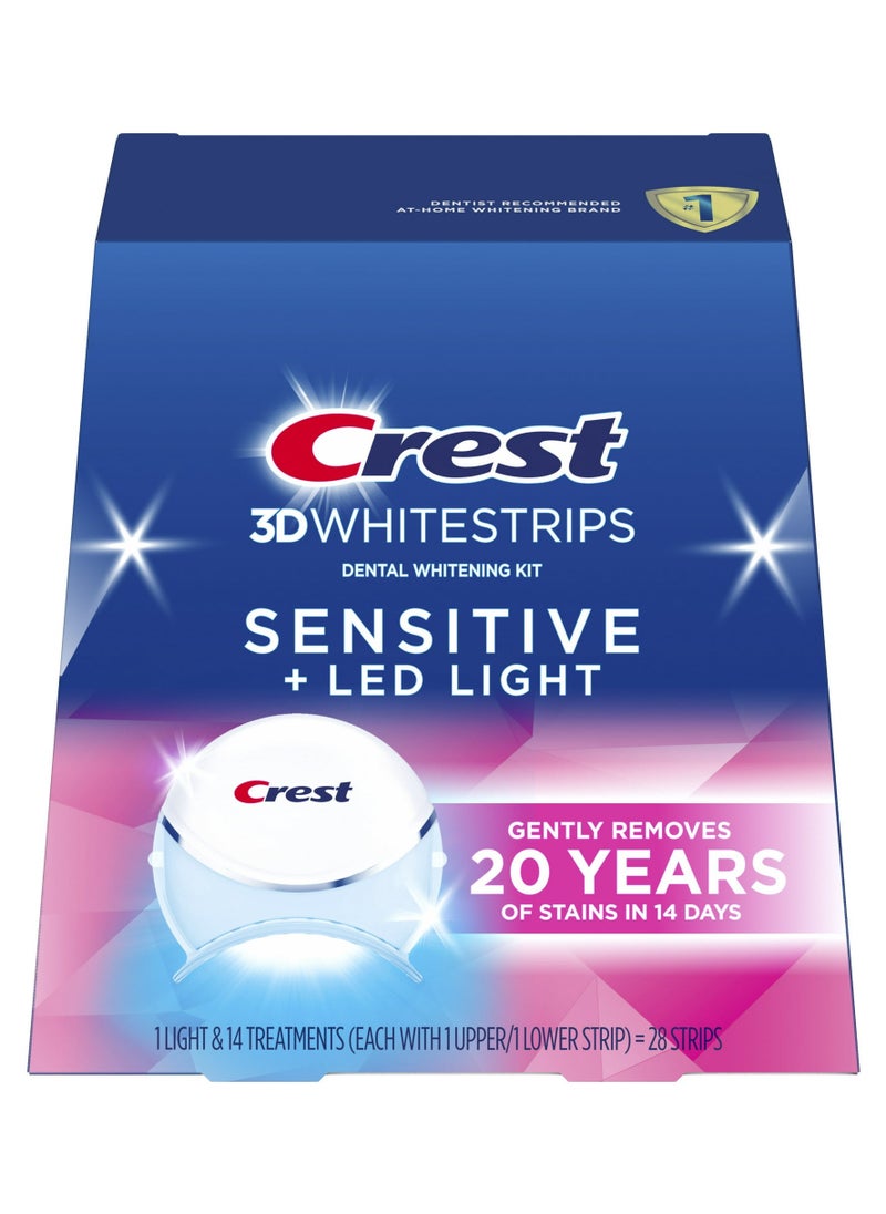 Crest 3DWhitestrips Sensitive + LED Light At-Home Teeth Whitening Kit  - Image 1