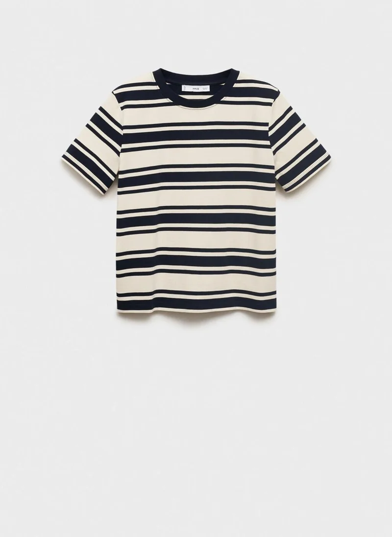 MANGO Contrasting Collar Cotton T-Shirt